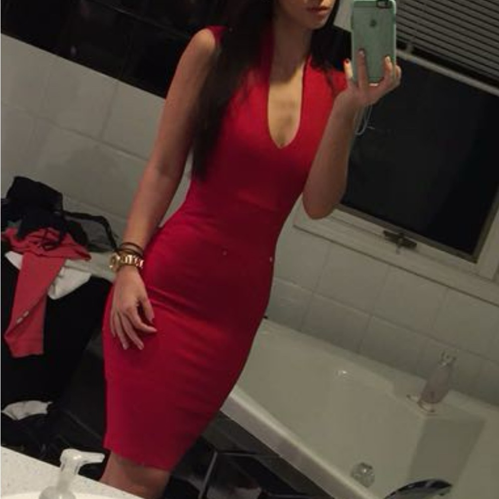 Red midi dress
